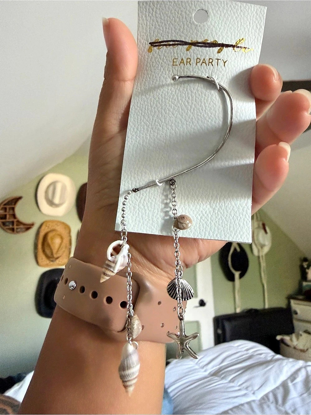Free People Ear Party Shell Ear Cuff Silver